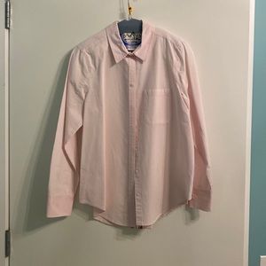 Athleta pink button down with stripe in back - size medium petite
